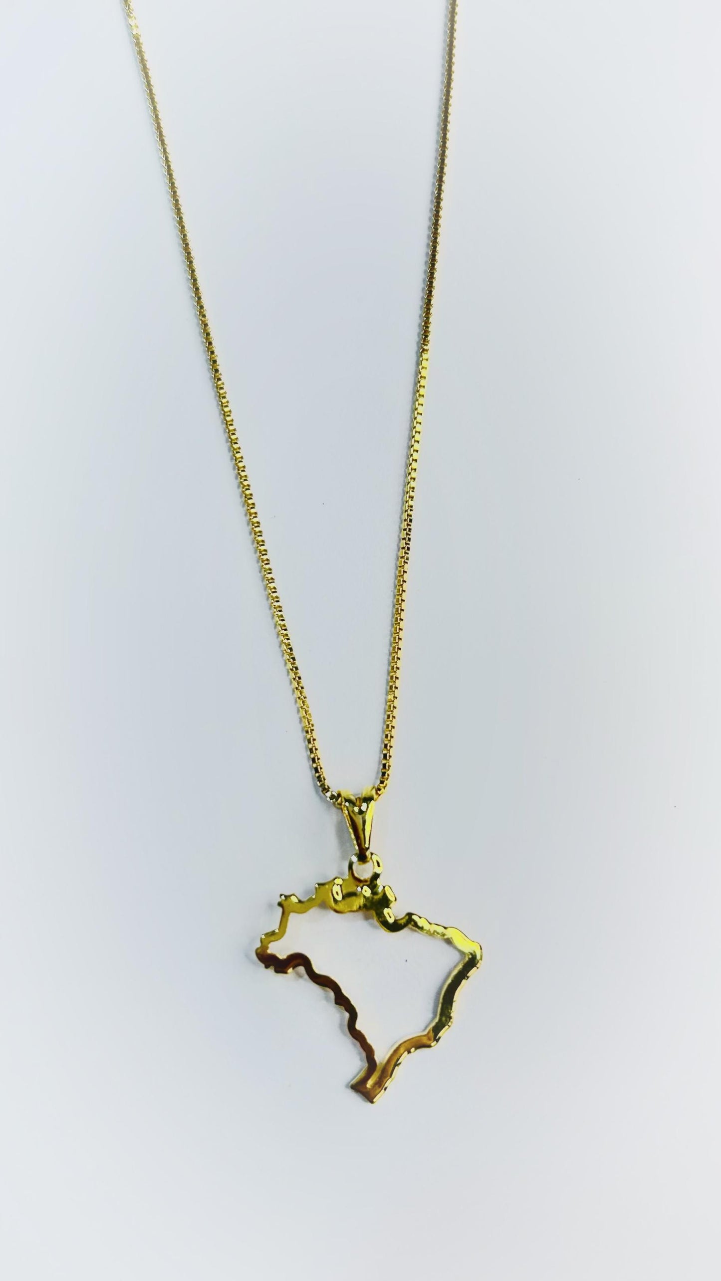 Colar Mapa do Brasil em Ouro – Minimalista e Sofisticado
