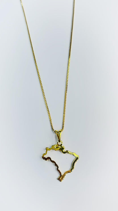Colar Mapa do Brasil em Ouro – Minimalista e Sofisticado