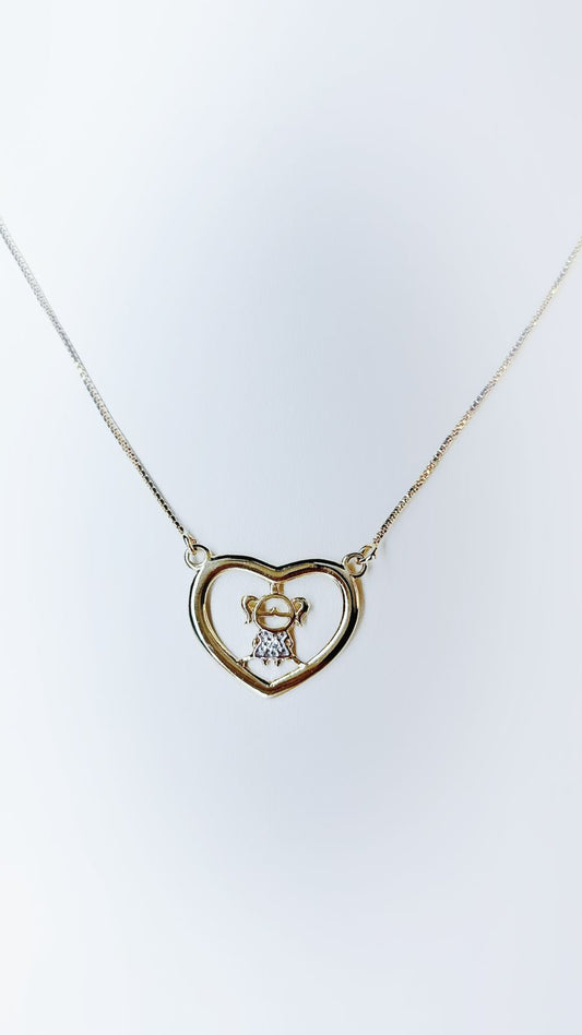 Colar Coração com Menininha Folheado a Ouro 18k – Amor em Cada Detalhe