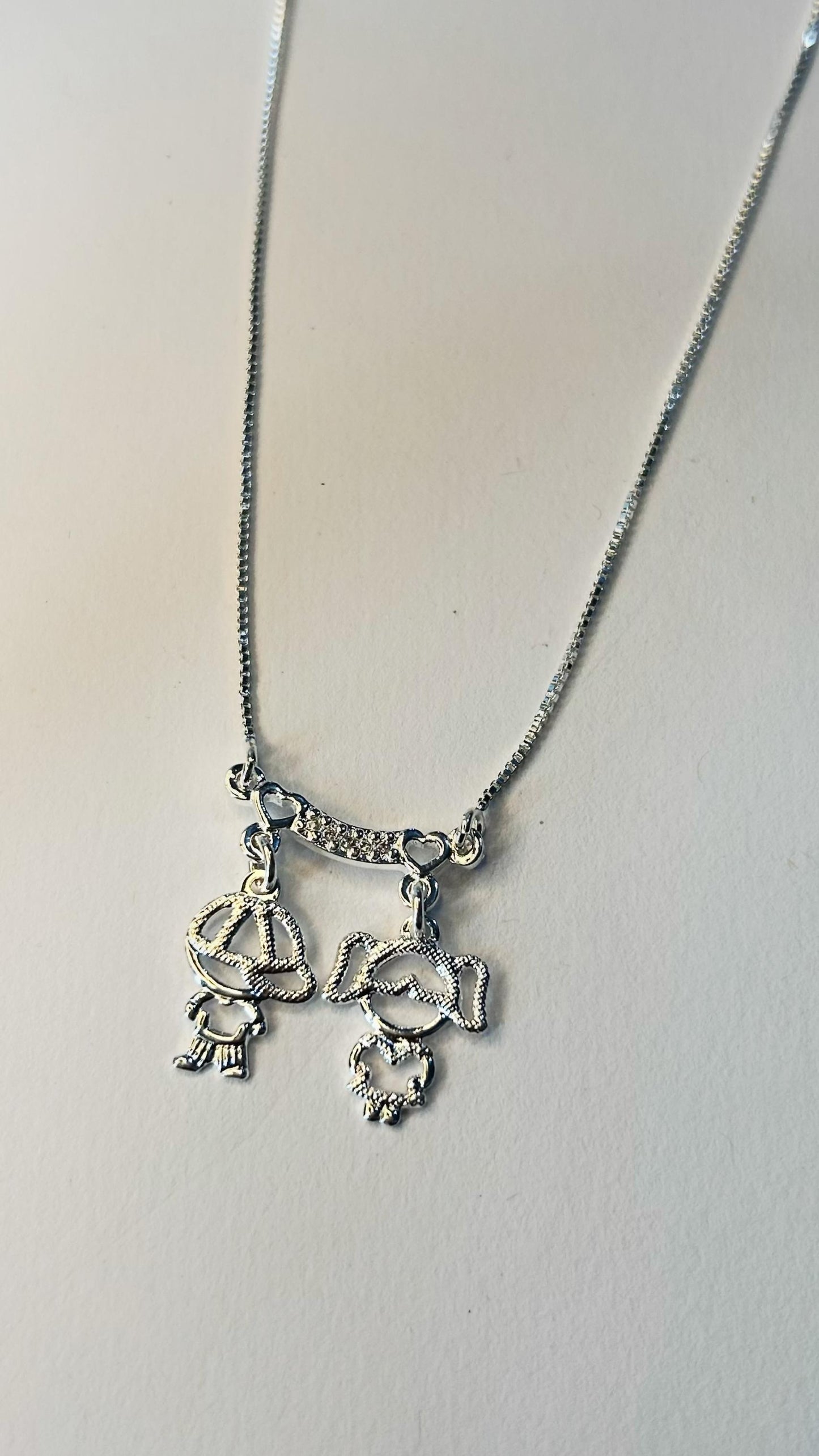 Colar Menino e Menina de Prata Cravejada