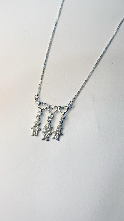 Colar De Prata 3 Pessoas 3 Corações