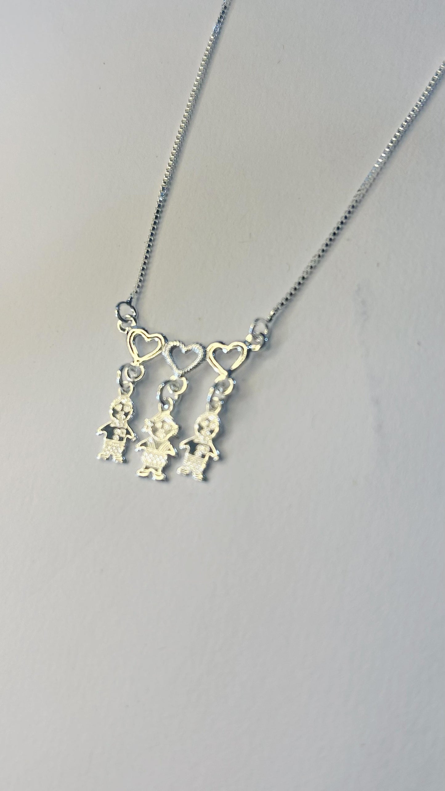 Colar De Prata 3 Pessoas 3 Corações