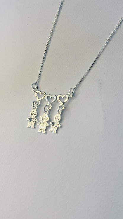 Colar De Prata 3 Pessoas 3 Corações