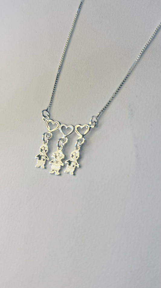 Colar De Prata 3 Pessoas 3 Corações